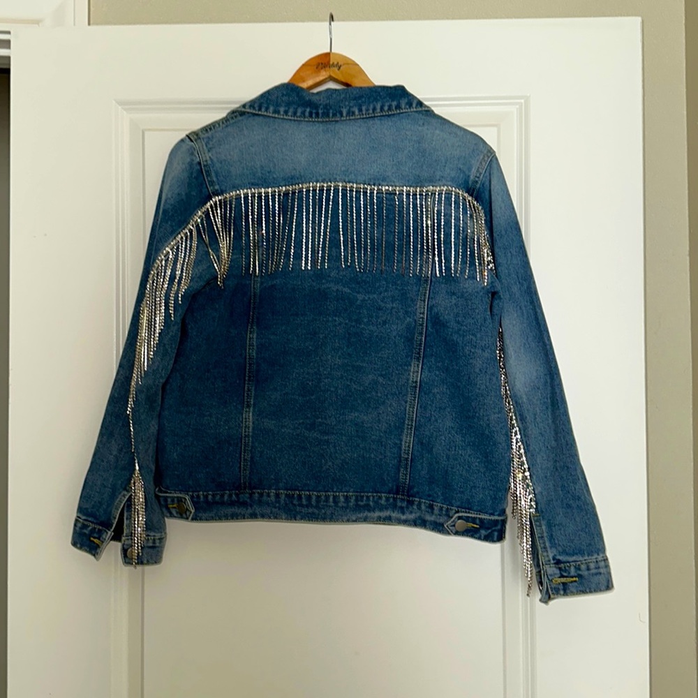 Andrée Rhinestone Fringe Denim Jacket
